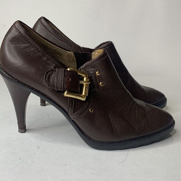 Michael Kors Penelope dark brown leather buckled ankle booties - Picture 2 of 10